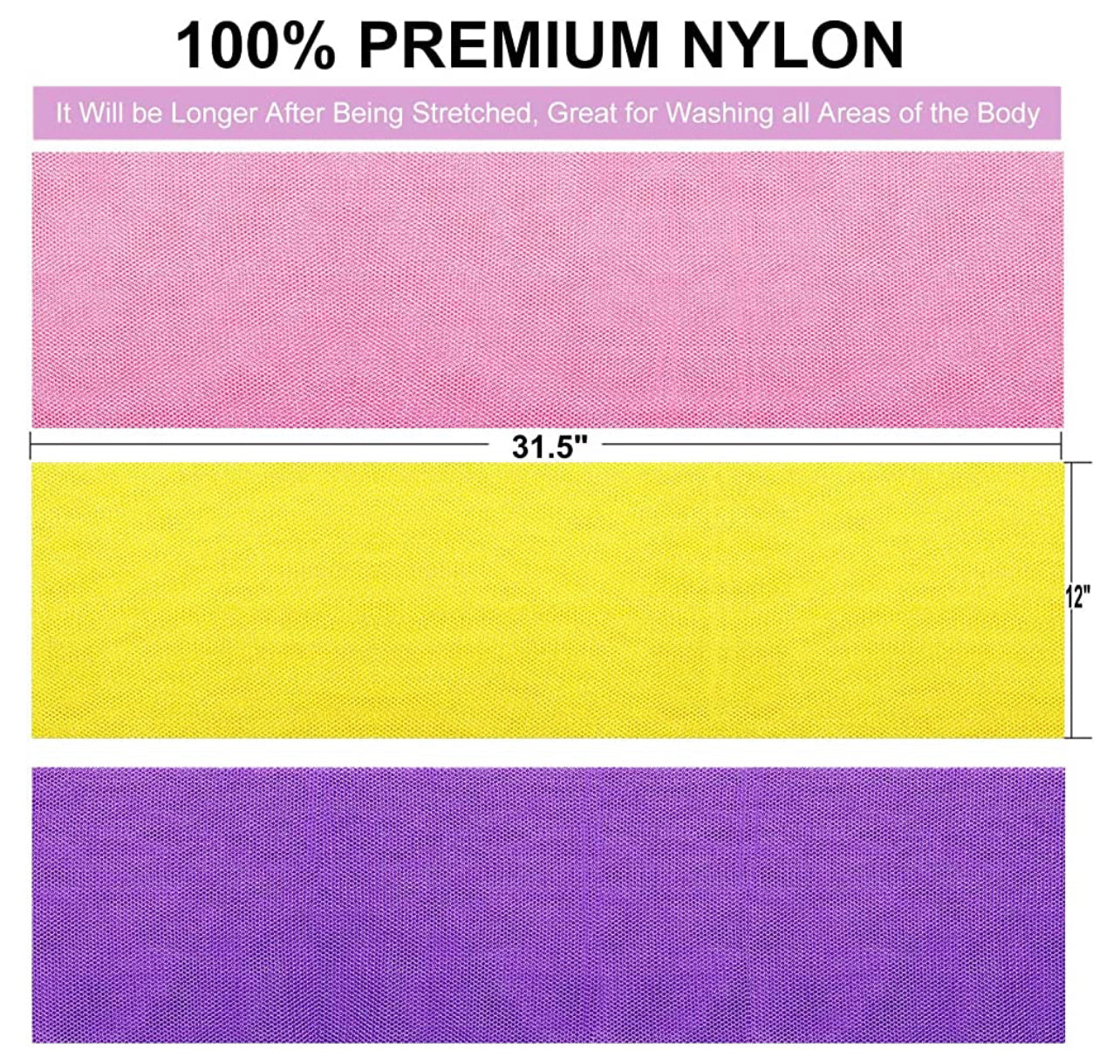 3 Pieces African Net Sponge African Exfoliating Net African Bath Sponge African Scrubbing Long Net Rag African Wash Net Shower Body Scrubber